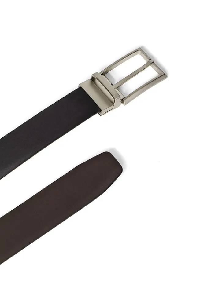 Leder-Gürtel in Schwarz/ Braun