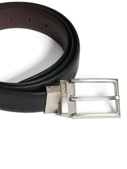 Leder-Gürtel in Schwarz/ Braun