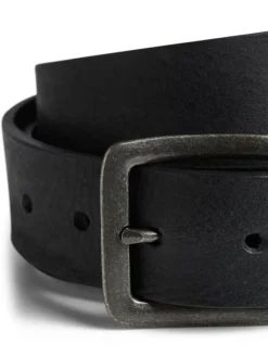 Ledergürtel JACVICTOR Leather Belt Metallstiftschnalle in Schwarz