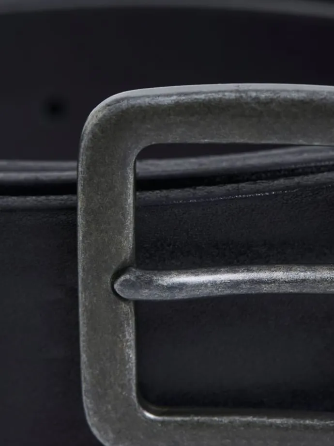 Ledergürtel JACVICTOR Leather Belt Metallstiftschnalle in Schwarz