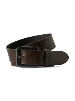 Ledergürtel JACVICTOR Leather Belt Metallstiftschnalle in Dunkelbraun