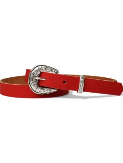 Ledergürtel Strass in Rot