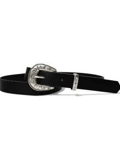 Ledergürtel Strass in Schwarz