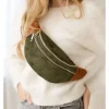 Leder-Gürteltasche "Carola" in Khaki/ Hellbraun - (B)32 x (H)16 x (T)9,5 cm