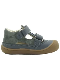 Leder-Halbsandalen in Blau
