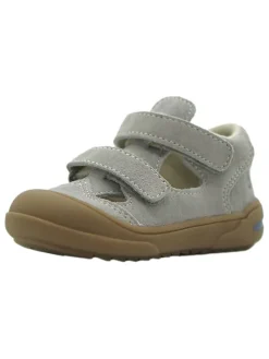 Leder-Halbsandalen in Grau