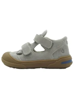 Leder-Halbsandalen in Grau
