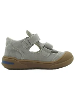 Leder-Halbsandalen in Grau