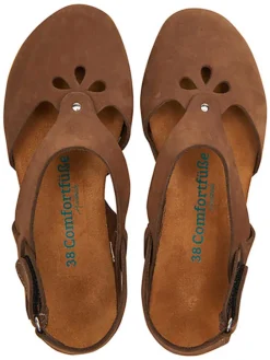 Leder-Halbsandalen in Hellbraun