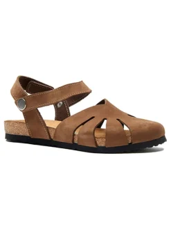 Leder-Halbsandalen in Sand