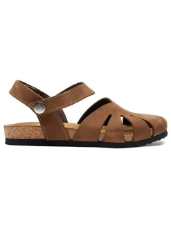 Leder-Halbsandalen in Sand