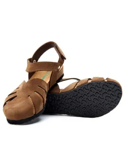 Leder-Halbsandalen in Sand