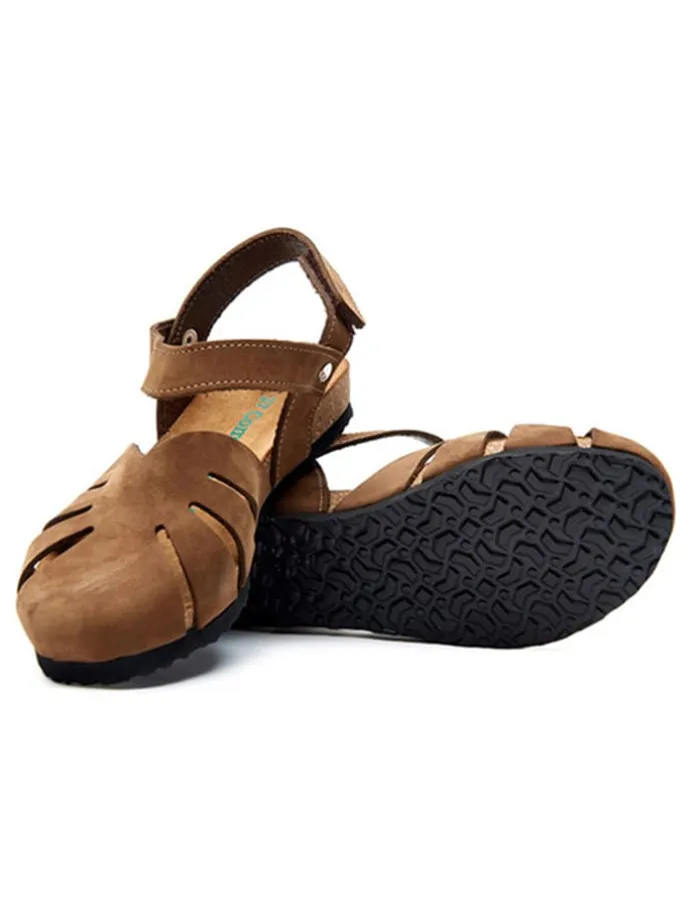 Leder-Halbsandalen in Sand