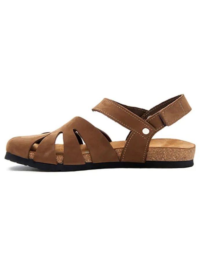 Leder-Halbsandalen in Sand