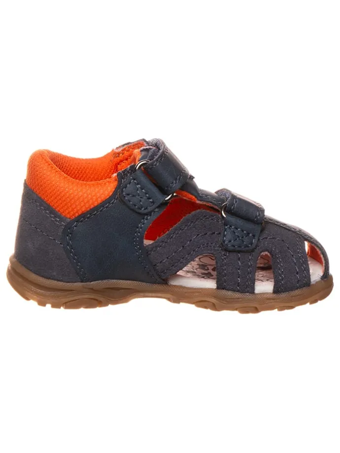 Leder-Halbsandalen "Jonathan" in Dunkelblau/ Orange