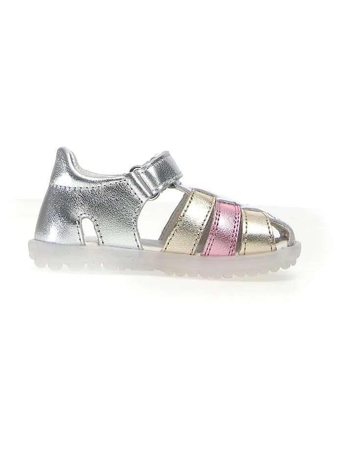 Leder-Halbsandalen "See" in Silber