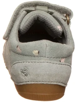 Leder-Halbschuhe in Grau/ Rosa