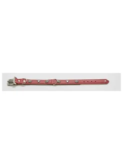 Leder-Halsband "Edelweiss" in Rot/ Grün