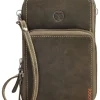 Leder-Handytasche in Khaki - (B)11 x (H)20 x (T)13 cm