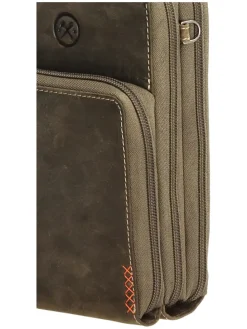Leder-Handytasche in Khaki - (B)11 x (H)20 x (T)13 cm