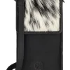 Leder-Handytasche in Schwarz/ Weiß  - (B)9 x (H)17,5 x (T)2 cm
