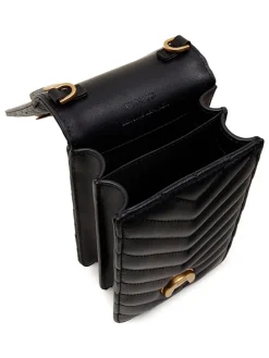 Leder-Handytasche in Schwarz - (B)10 x (H)18 x (T)6 cm