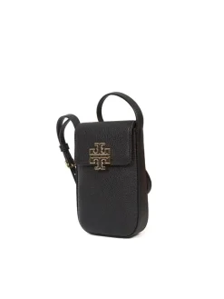 Leder-Handytasche in Schwarz - (B)8 x (H)18 x (T)3 cm