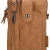 Leder-Handytasche "Lourenza" in Hellbraun - (B)13 x (H)19 x (T)2 cm
