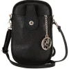 Leder-Handytaschetasche "Serrottini" in Schwarz - (B)11 x (H)19 x (T)2 cm