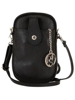 Leder-Handytaschetasche "Serrottini" in Schwarz - (B)11 x (H)19 x (T)2 cm