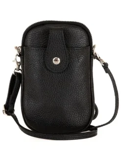 Leder-Handytaschetasche "Serrottini" in Schwarz - (B)11 x (H)19 x (T)2 cm