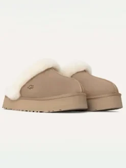 Leder-Hausschuhe "Disquette" in Beige