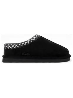 Leder-Hausschuhe in Schwarz