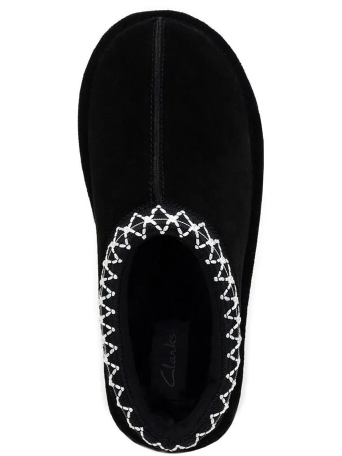 Leder-Hausschuhe in Schwarz