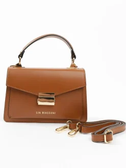 Leder-Henkeltasche in Hellbraun - (B)20 x (H)14 x (T)7 cm