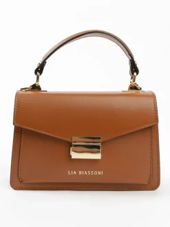 Leder-Henkeltasche in Hellbraun - (B)20 x (H)14 x (T)7 cm