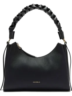 Leder-Henkeltasche in Schwarz - (B)23 x (H)18 x (T)10 cm