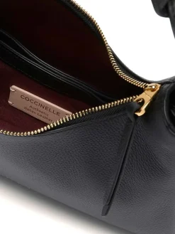 Leder-Henkeltasche in Schwarz - (B)23 x (H)18 x (T)10 cm