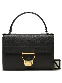 Leder-Henkeltasche in Schwarz - (B)21,5 x (H)15 x (T)2 cm