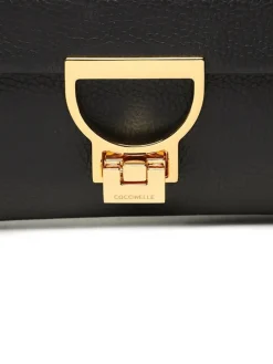 Leder-Henkeltasche in Schwarz - (B)21,5 x (H)15 x (T)2 cm