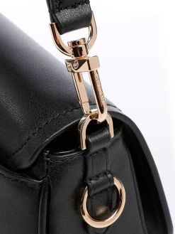 Leder-Henkeltasche in Schwarz - (B)26 x (H)15 x (T)8 cm