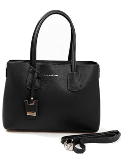 Leder-Henkeltasche in Schwarz - (B)38 x (H)24 x (T)15 cm