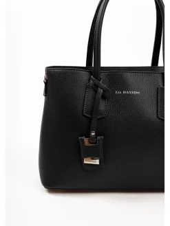 Leder-Henkeltasche in Schwarz - (B)38 x (H)24 x (T)15 cm