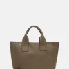 Leder-Henkeltasche "Sienna" in Khaki - (B)35 x (H)27 x (T)13 cm