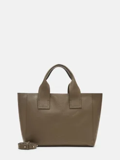 Leder-Henkeltasche "Sienna" in Khaki - (B)35 x (H)27 x (T)13 cm