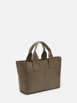 Leder-Henkeltasche "Sienna" in Khaki - (B)35 x (H)27 x (T)13 cm
