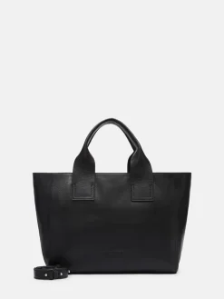 Leder-Henkeltasche "Sienna" in Schwarz - (B)35 x (H)27 x (T)13 cm