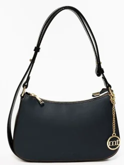 Leder-Henkeltasche "Zubiani" in Schwarz - (B)27 x (H)16 x (T)7 cm