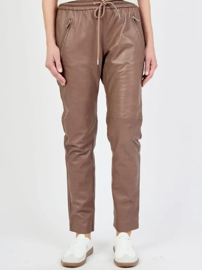 Lederhose 3102153 in taupe