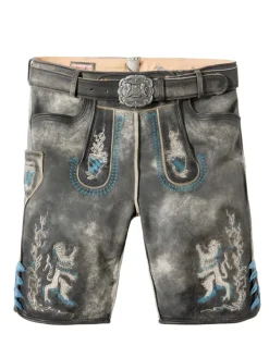 Lederhose "Bayern-Bua" in grau antik gespeckt